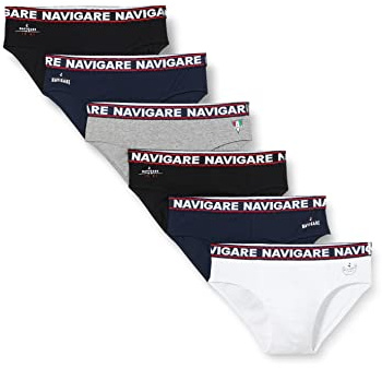 Navigare 324 (Pacco Da 6), Slip Uomo, Multicolore (Bianco/ Nero/Antracite/ Navi), M confezione da 6