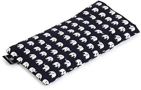 Yoga Studio Organic Eye Pillow - 23cm x 12/13cm, Organic Lavender & Linseed Scented Yoga Pillow for Tired Eyes, and Headaches - Elephant Navy Blue