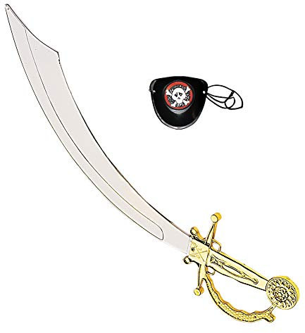 W WIDMANN MILANO Party Fashion 3082P - Piratensäbel und Augenklappe, Säbel ca. 47 cm, Seeräuber, Zubehör, Kostüm, Accessoire, Karneval, Mottoparty