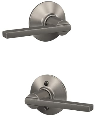 Schlage F10 LAT 619 Latitude Door Lever, Hall & Closet Passage Lock, Satin Nickel