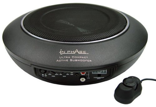 In Phase Car Audio USW10 300W 10 Underseat Ultra Slim Compact Active Subwoofer System, Die-Cast Aluminium , Black