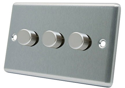 AET CSC3GDIM40 10 A 400 W 3-Gang 2-Way Satin Finish Chrome Classical Triple Light Dimmer Switch