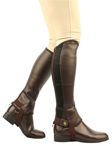 Saxon Equileather Half Chaps, Black, Adults Medium