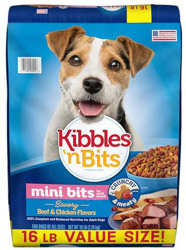 Kibbles 'N Bits Small Breed Mini Bits Savory Beef & Chicken Flavors Dog Food, 16-Pound(Pack of 1)