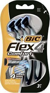 Bic Flex 4 Comfort Rasierer für Herren, mit 4 Klingen, bewegliche Klingen, 3 Stück (1 Stück)