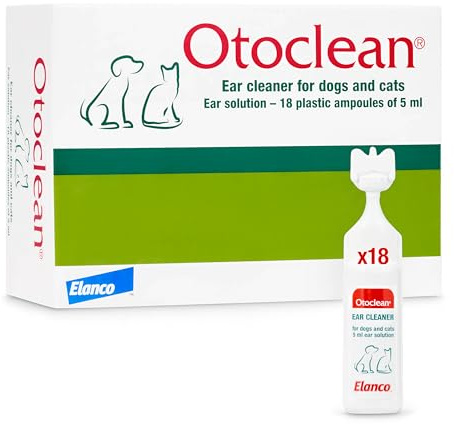 Otoclean Ear Cleaner - Soothing Cat and Dog Ear Cleaner in 5ml Bottles for Easy Application - Anti Cross-Contamination - 18 x 5ml