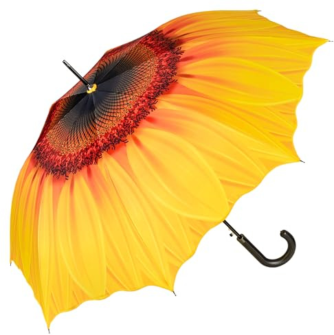 VON LILIENFELD Regenschirm Sonnenblume Auf-Automatik Windfest Leicht Stockschirm Stabil Flower