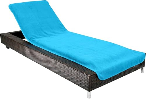 Brandsseller Housse de Protection pour Chaise Longue 75x200 cm – Serviette en Tissu éponge 100% Coton – Lavable, antidérapante, certifiée Öko-Tex 100 – Turquoise