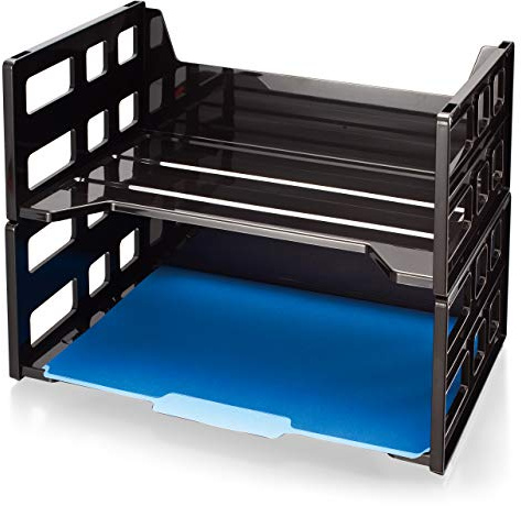Officemate Recycled High Capacity Letter Tray, Set of 2 (26056),Black