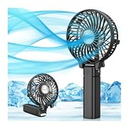 VersionTECH. Portable Handheld Fan, Powerful+Durable+4000mAh+180° Foldable, Mini Table Fans with USB Rechargeable Battery Operated Cooling Accessories for Personal Use, Travel, Office Black