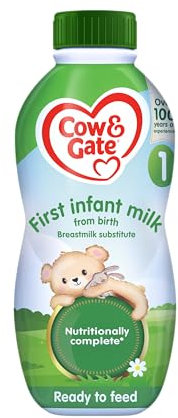 Cow & Gate 1 First Infant Baby Milk Ready to Use Liquid Formula, from Birth, 1L
