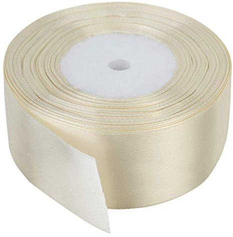 Trimming Shop 40mm Cream Double Sided Satin Ribbon, 25 Metres
