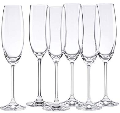 Lenox Champagne Flutes, Tuscany Classics 8 Oz Champagne Glasses Set of 6, 1.5 x 10-inch, Clear European Glass, Stemware, Dishwasher Safe, Wedding Decor, New Years, 8 Oz Flute Glasses (6-Piece)