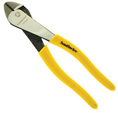 Southwire 8-Inch Diagonal Cutting Pliers - Angled Head for Precision Wire Cuts - High-Leverage Design - Forged Steel - Dipped Grip - Smooth Pivot Joint