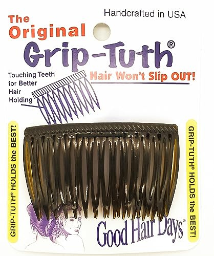 Grip-Tuth Lot de 2 peignes à cheveux latéraux pour tous les types de cheveux Accessoires décoratifs et de coiffure pour femme (écaille de tortue, 7,6 cm de large)