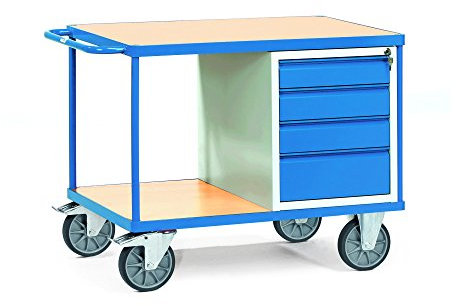 Fetra Transportgeräte bboe474 Werkbank mit 4 Schubladen Rollen, 200 mm Durchmesser, 1050 mm x 700 mm Plattform