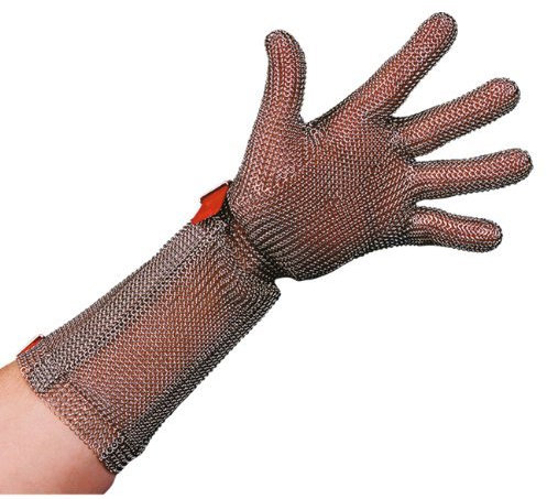 Stahlnetz Stechschutzhandschuh PROTEC 8 cm Stulpe, EN 1062, Größe M