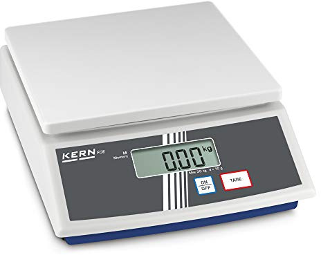 Bänksskala [Kern FCE 30K10N] bänkvåg på entrénivå, mobil, praktisk, lätt, vägningsområde [Max]: 30 kg, avläsning [d]: 10 g, reproducerbarhet: 10 g, linjäritet: 30 g, vägplatta: BxD 252 x 228 mm (plast)