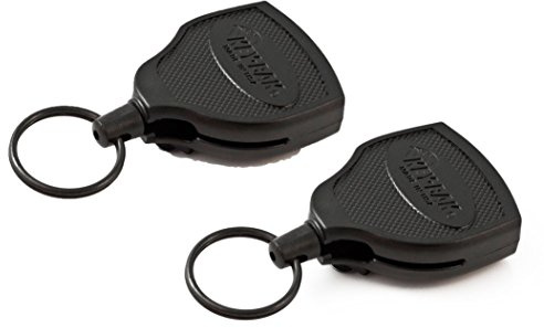 Key-Bak Super 48 Locking Professional Heavy Duty Self Retracting Key Reel with Retractable Kevlar Cord, 48 Black (2 Pack)