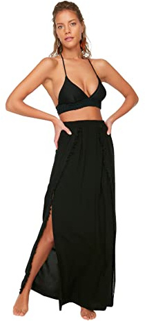 Trendyol Falda Tejida Envolvente para Mujer, Negro, 66