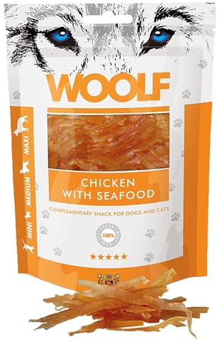 Snacks Naturales para Perros y Gatos | Bocaditos de Pollo y Marisco Sin Conservantes | Chuches para Perros Naturales | Premios Saludables | Dog Treats | Snack Hermético | 100g
