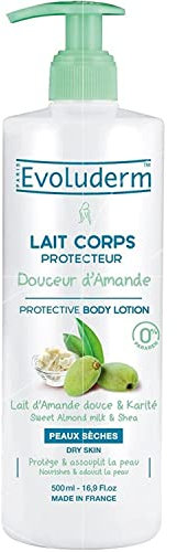 EVOLUDERM - Lait Corps Protecteur Douceur d'Amande - 500 ml - 96% d'Origine Naturelle - Végan - Fabrication Française