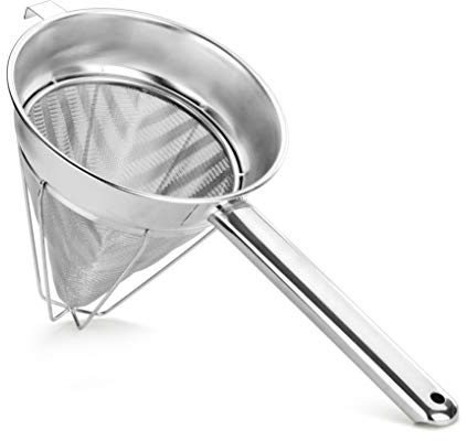 New Star Foodservice 38071 Stainless Steel Reinforced Bouillon Strainer, 8-Inch