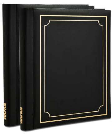 Photo Album Extra Value Twin Pack, 40 Easy Stick Pages per Album - Deluxe Padded Cover By Arpan (BLACK - Twin Pack)