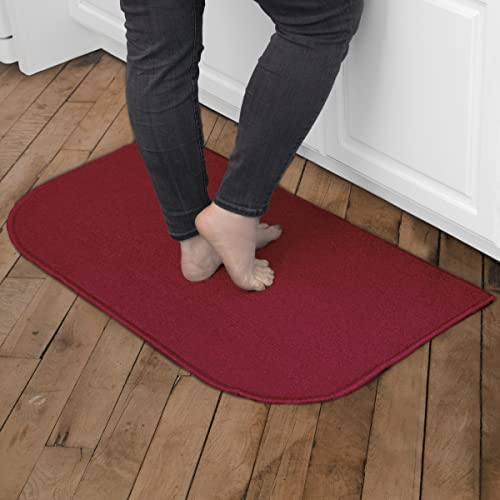 Ritz Solid Accent Rug: 18 x 30 Stain Resistant Kitchen or Living Room Floor Mat, Latex Backing, Machine Washable, Red
