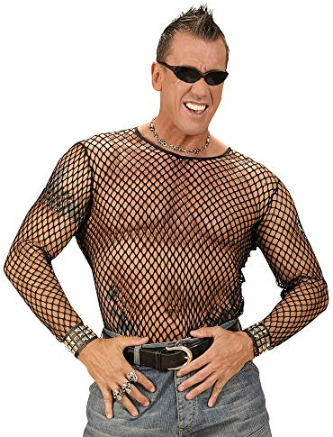 W WIDMANN MILANO Party Fashion - T-shirt en résille, 80s, punk et rock, déguisements de carnaval