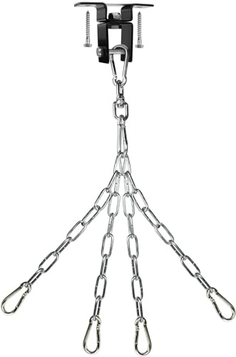 Yes4All, Crochet de balançoire robuste pour sac de frappe – Cintre de sac lourd – Chaîne de sac pour support de boxe – Suspension intérieure ou extérieure – Rotation à 360° – 2 vis – Facile à utiliser