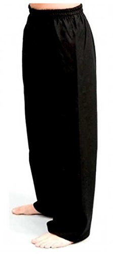 S.B.J - Sportland schwere Baumwollhose/Kampfsporthose/Judohose/Karatehose mit Knieverstärkung, Farbe schwarz, 180 cm