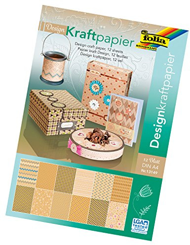 Folia 13149 Design Kraft Paper Pad A4 12 Sheets