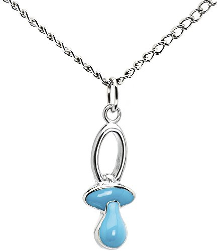 Body Candy Stainless Steel Chain Blue Pacifier Pendant Necklace, 18