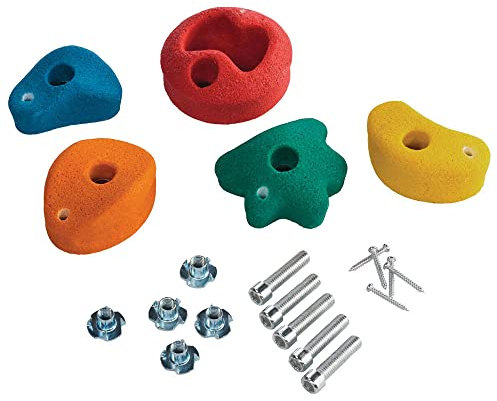 Klettersteine Set mit 5 Stück Klettergriffe für die Kletterwand und Spieltürm (Large, Farbe Mix)