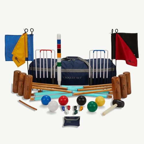Uber Games 6 Personas Profesional Croquet Juego porterías de Metal