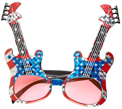 W WIDMANN MILANO Party Fashion 0345M - Brille, mit Gitarren, Kostümzubehör, Accessoire, USA, Karneval, Mottoparty