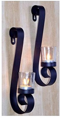 Wandkerzenhalter 2er Set Teelichthalter Wand-Kerzenhalter Metall gebogen