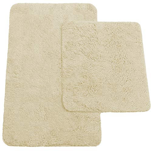 Brandsseller Badematten 2er-Set bestehen aus Badvorleger: ca. 50/80cm und WC-Vorleger ca. 45/50cm - Farbe: Beige