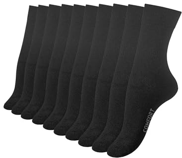 Lot de 10 paires de chaussettes COMFORT - coton - sans élastique - femme - noir (35/38, Voir l'image)