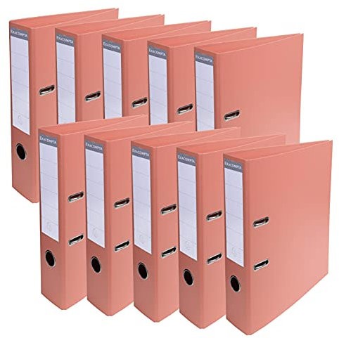 Exacompta 53705E 10er Pack Premium PVC-Ordner Prem´Touch Pastell. 7 cm breit DIN A4 Ringordner Aktenordner Briefordner Büroordner Plastikordner Schlitzordner Pastelllachs