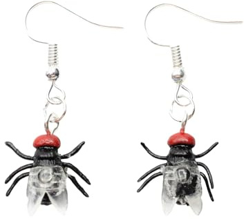 Miniblings mouche Boucles d'oreille d-oreilles insectes volants Halloween Horror blowmouche - Bijoux fantaisie main argenté Boucles d'oreille