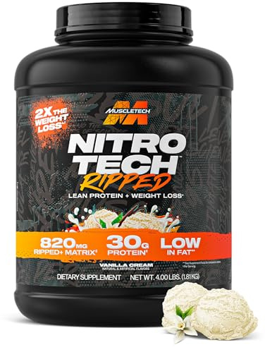MuscleTech Whey Protein Powder (Vanilla Cream, 4LB) - 30g Protein