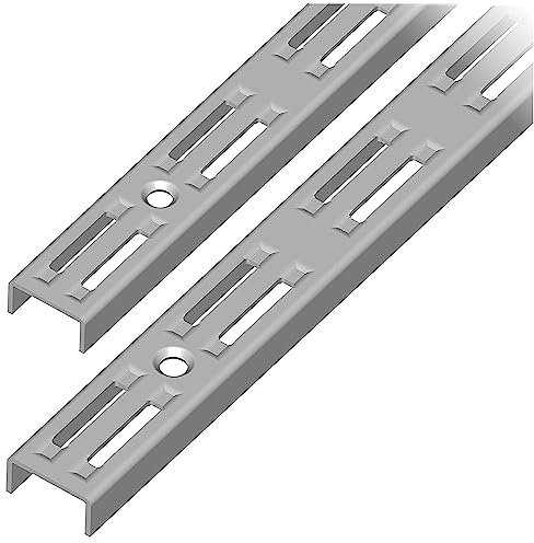 Element System 10001-00023 Classic Regalsystem WANDSCHIENE 2-reihig – stabile Aufhängeschienen zur flexiblen Montage von Regalsystemen, für Wandregale, Stahl, Weißaluminium, 150 cm, 2 Stück