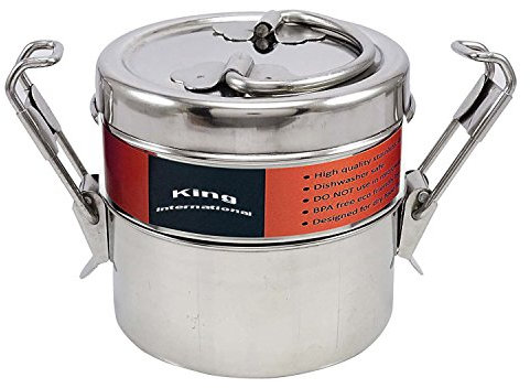 King International Stainless Steel Food Grade Bento Wire Tiffin Box,Lunch Box 10cm (2 Tier)