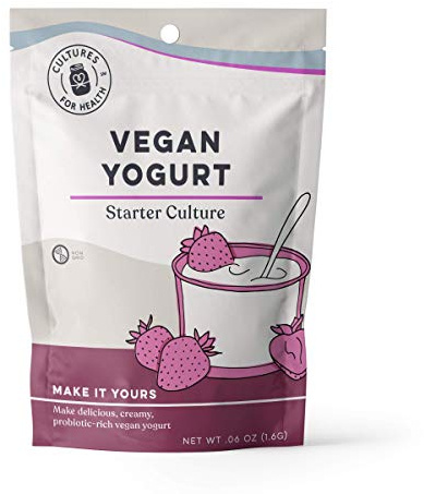 Cultures for Health Vegan Yogurt Starter Culture | Non-GMO, Gluten Free, Non-Dairy, DIY | Make Delicious Batches of High-Quality Probiotic-Dense Plain Vegan Yogurt | 4 Packets