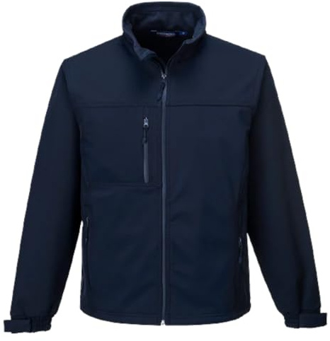 Portwest TK50 Softshell Jacka Vattenavvisande Vindtät Andningsbar Polyester | Marinblå, 4XL, UPF 50+, Rymlig Passform, Lång Ärm, 6 Fickor, Vattentåligt Membran, Borstat Hakband Fleecefoder, 3 Lager