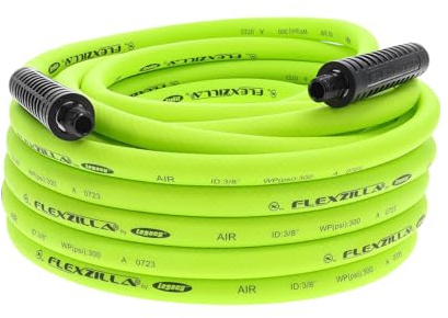 Flexzilla Air Hose, 3/8 in. x 50 ft., 1/4 in. MNPT Fittings, Heavy Duty, Lightweight, Hybrid, ZillaGreen - HFZ3850YW2