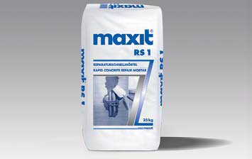 maxit Reparaturschnellmörtel RS 1 | 25kg | zur Instandsetzung von Schadstellen in Beton und Stahlbeton - aich als Haftbrücke | 1-komponentig, kunststoffmodifiziert, schnell abbindend