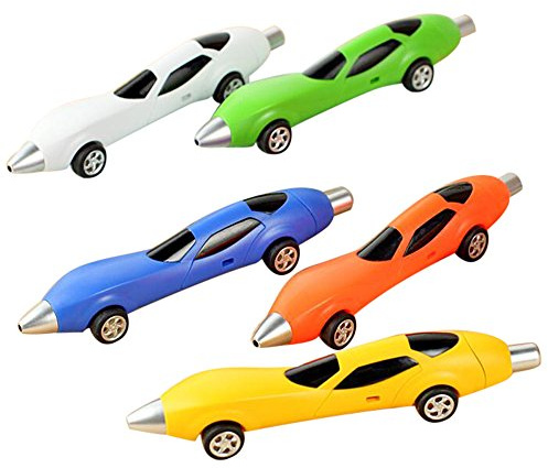 6 bolígrafos de bola de colores con forma de coche deportivo para decoración